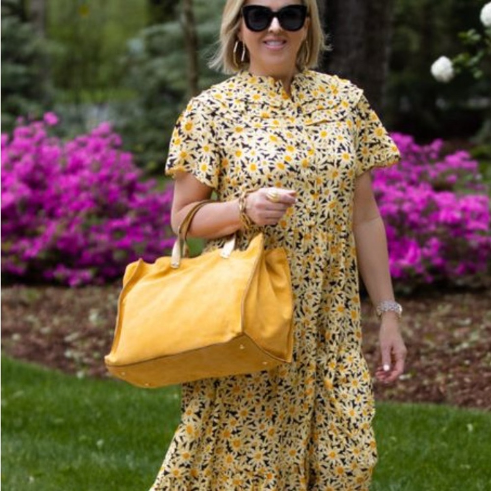 Topshop Black and Yellow Floral Blouse